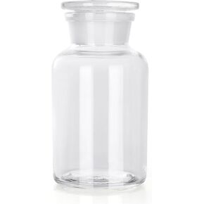 Lab Glass Reagent Bottle, Wide Mouth Borosilicate Glass Storage Bottle with Ground Stopper, 500ml, Clear in Kuwait