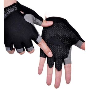 Cycling Gloves Elastic Shock Breathable Half Finger Gloves Unisex Gym Training Gloves Hiking for Women Men(Black) in Kuwait