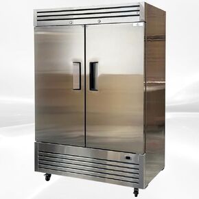 Commercial Refrigerator 2-Doors Solid Upright Reach in Two Section Inside Stainless Steel 54" Width, Capacity 43 Cuft, Bottom Mounted Restaurant Quality Kitchen Cooler Fridge, NSF Certified in Kuwait