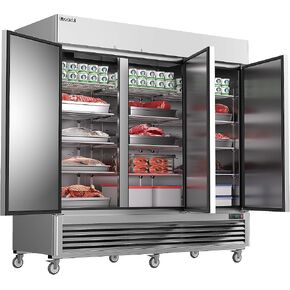 Coolski 82'' Commercial Freezer 3 Doors, Reach-In Upright Freezer for Restaurants Bars Garages, 72 Cu.Ft Auto Defrost -13 to -5℉ Temp Control Fan Cooling, ETL NSF Approved in Kuwait