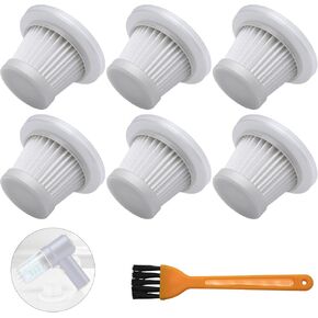 6-Pack LT-117C HEPA Vacuum Filter Replacement with Cleaning Brush, Compatible with KMM LT-117C Handheld Car Vacuum Cleaner, White, 2.08 x 1.45 Inches in Kuwait