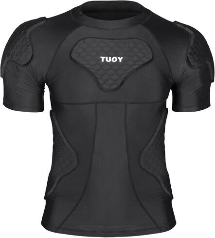 Men's Padded Compression Shirt Protective Gear with Chest Rib Shoulder Back Sternum Pads | Professional Guard Padded Shirt for Adult Football Soccer Baseball Softball Paintball Rugby in Saudi Arabia