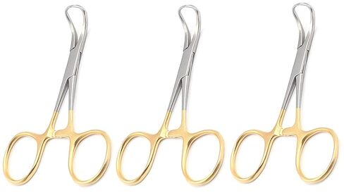 3X German Grade Premium Quality Backhaus Towel Clamp 3.5" W/Gold Handle Surgi in Saudi Arabia