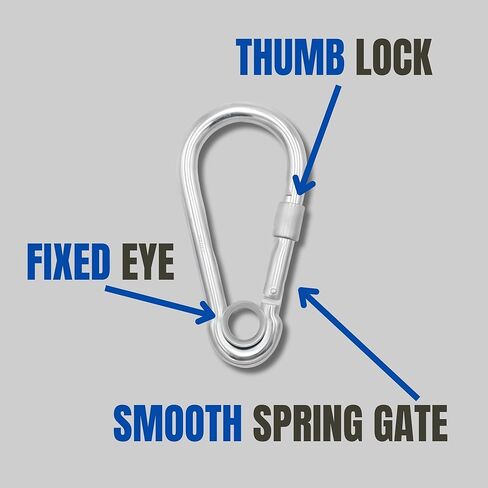 MarineNow Galvanized Spring Snap Hook Carabiner with Thumb-Lock Safety Screw & Eye — Heavy-Duty, Corrosion-Resistant for Rope, Chain & Tie-Downs in Saudi Arabia
