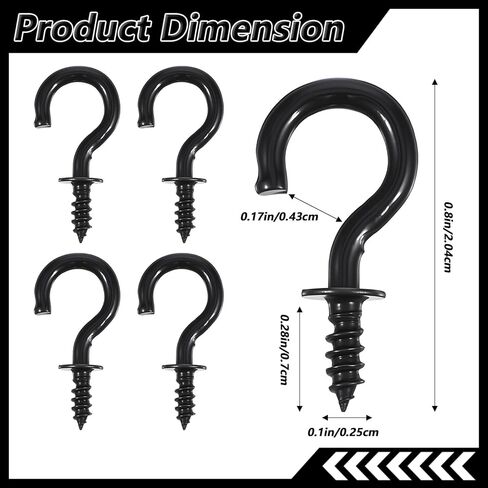 150 Pcs 1/2 Inch Cup Hooks Black Screw-in Hooks Metal Ceiling Screw Hook for Hanging and Suspension in Saudi Arabia