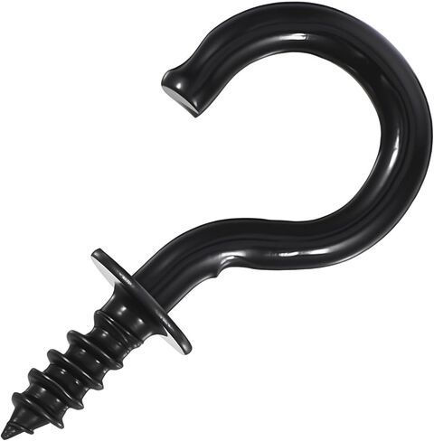 150 Pcs 1/2 Inch Cup Hooks Black Screw-in Hooks Metal Ceiling Screw Hook for Hanging and Suspension in Saudi Arabia