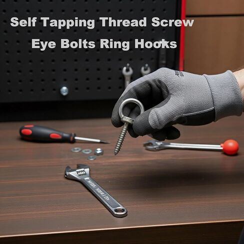 Self Tapping EyeBolts Stainless Eye Screws M5x30mm(1.2") Long Hooks for Hanging,6 PCS in Kuwait