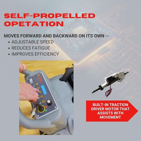 SUNMAX 28" Commercial Floor Scrubber Machine, 14.5-gal Tank, Dual Brushes and Sourcing Pads, Self-Propelled Floor Cleaner with Traction Drive in Kuwait