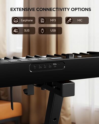 Rhymo 88 Key Semi-Weighted Folding Digital Piano, Full Size Portable Keyboard with Bluetooth MIDI, Touch Sensitive Keys, Carrying Case, Sustain Pedal & Earbuds for Adult Beginners in Kuwait