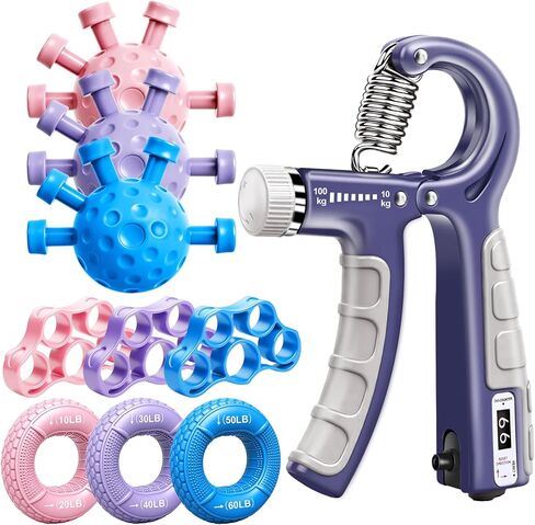 Grip Strength Trainer Kit, 3 Colors Forearm Strengthener & Hand Grip Strengthener, Finger Exerciser & Stretcher for Strength Training, Recovery & Flexibility in Saudi Arabia