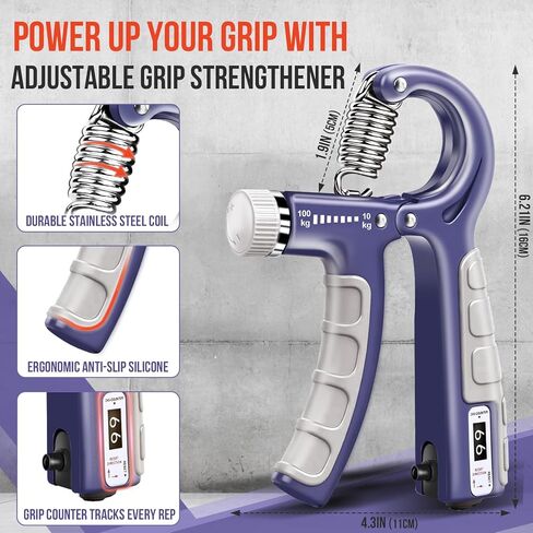 Grip Strength Trainer Kit, 3 Colors Forearm Strengthener & Hand Grip Strengthener, Finger Exerciser & Stretcher for Strength Training, Recovery & Flexibility in Saudi Arabia