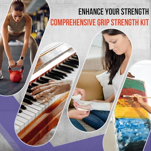Grip Strength Trainer Kit, 3 Colors Forearm Strengthener & Hand Grip Strengthener, Finger Exerciser & Stretcher for Strength Training, Recovery & Flexibility in Saudi Arabia