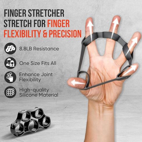 4-Pack Grip Strength Trainer Kit, Adjustable Forearm Strengthener, Black Hand Grip Strengthener Balls, Finger Exerciser & Stretcher for Strength Training, Recovery & Flexibility in Kuwait