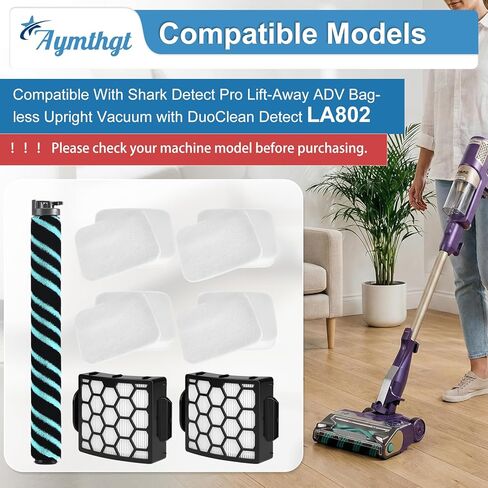 LA802 Brush Roller and Filter Replacement Parts for shark LA802 Detect Pro Lift-Away Duo Clean Upright Vacuum, 1 Brush Roller + 2 Filter + 4 Foam and Felt Filters in Saudi Arabia