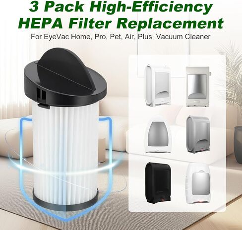 HEPA Pre-Motor Filter Replacement Compatible with EyeVac Home, Pro, Pet, Air, Plus and NeoVac Elite Touchless Stationary Vacuum Cleaner(3 Pack) in Kuwait