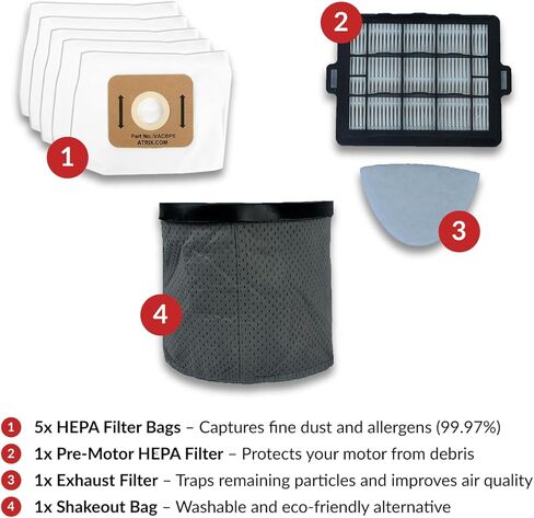 مجموعة صيانة فلتر Atrix VACBP - متوافقة مع مكانس الظهر Atrix Ergo (VACBP- FMK) in Kuwait