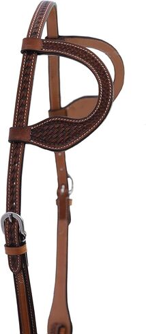 Majestic Ally Horse Headstall, Natural, Super Leather, Antique, Tooling, Quick Bit Change Western Headstall (Double Ear, Full) in Saudi Arabia
