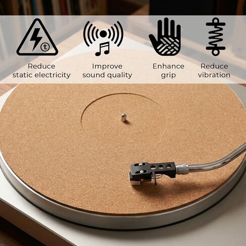 12 Inch Cork Turntable Mat Turntable Cork Platter Mat, Recessed Platter for Vinyl Record Players, Anti-Static, Noise Reduction, Soft Natural Material, Retro Design in Saudi Arabia