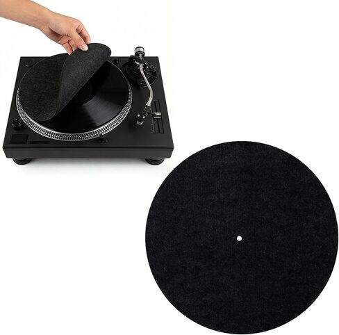 12-Inch Professional Felt Slipmat for Vinyl Record Players - 3mm High-Density Turntable Mat - Anti-Static & Vibration Dampening Pad for LP Records - Universal Fit for All 12" Platters (Black) in Saudi Arabia