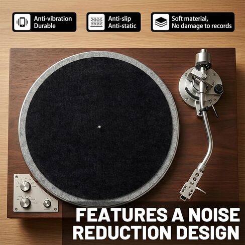 12-Inch Professional Felt Slipmat for Vinyl Record Players - 3mm High-Density Turntable Mat - Anti-Static & Vibration Dampening Pad for LP Records - Universal Fit for All 12" Platters (Black) in Saudi Arabia