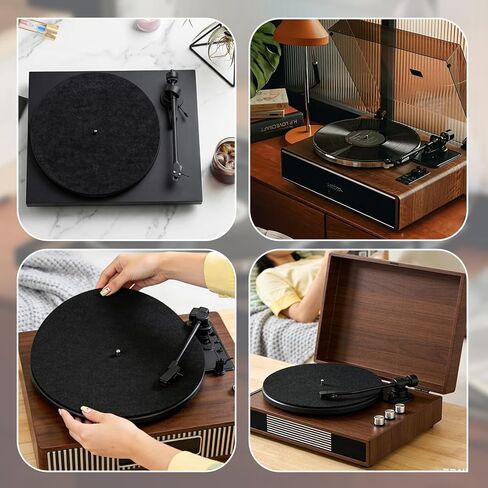 12-Inch Professional Felt Slipmat for Vinyl Record Players - 3mm High-Density Turntable Mat - Anti-Static & Vibration Dampening Pad for LP Records - Universal Fit for All 12" Platters (Black) in Saudi Arabia