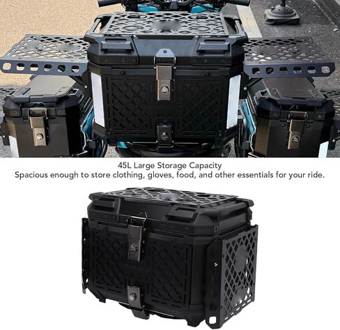 Top Case 45L Lockable Tail Box for Bike Mounting Universal 20 X 12in Transformable Side Wings for Roadside Meals in Saudi Arabia