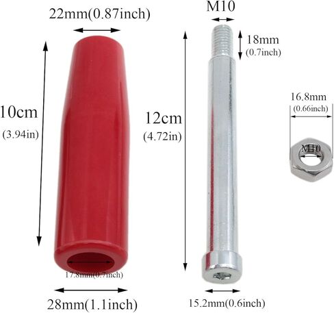 1PCS red M10 Threaded Handle Revolving Handles Lathe Hand Handle Crank Hand Wheel with Nuts for Furniture Repair, lathes, fixtures (M10*100) in Saudi Arabia