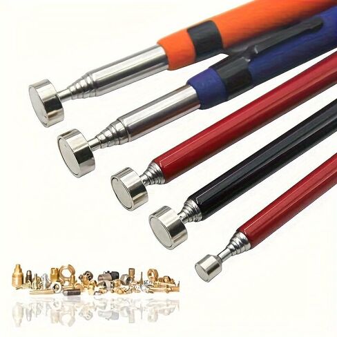 1pc Steel Magnetic Pickup Tool with Extendable Handle - Strong Suction for Efficient Metal Retrieval (Orange) in Saudi Arabia