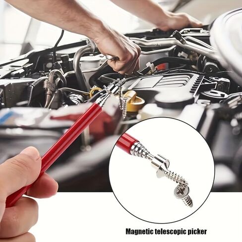 1pc Steel Magnetic Pickup Tool with Extendable Handle - Strong Suction for Efficient Metal Retrieval (Orange) in Saudi Arabia