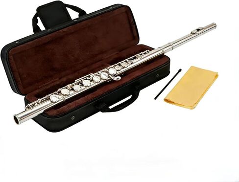 Deloitte C Flute Closed Hole 16 Keys Nickel Plated, DFL-101, for Beginner Student Flute Instrument with Cleaning Kit, Carrying Case, Gloves, Tuning Rod in Kuwait