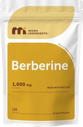 Micro Ingredients Berberine 1000mg with MCT Oil, 240 Softgels | Highly Bioavailable Formula with Berberine HCI from Berberis Aristata | Non-GMO, Gluten Free, No Soy in Saudi Arabia
