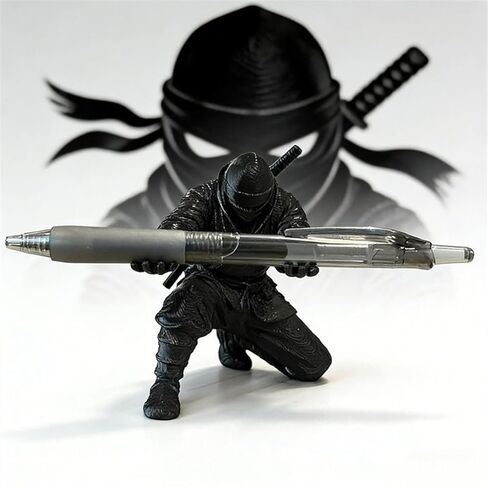 Ninja Samurai Pen Holder for Desk, Creative Resin Pencil Organizer, Desktop Storage Accessories for Home Office Supplies, Black, 3.54 x 3.09 Inch in Saudi Arabia