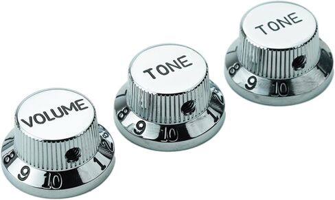 Guyker Top Hat Guitar Potentiometer Control Knobs with 6.3mm Dia. Shaft Pots - 3PCS Aluminium Alloy Bell Cap 1V2T Volume Tone Switch Knob for Electric Guitar or Precision Bass, CKB032 Black Red in Kuwait