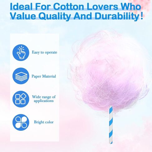 Cabilock 50Pcs 11.8 Inch Cotton Candy Paper Sticks Marshmallow Sticks for Commercial Cotton Candy Machines Food Service Supplies for Parties and Events in Saudi Arabia