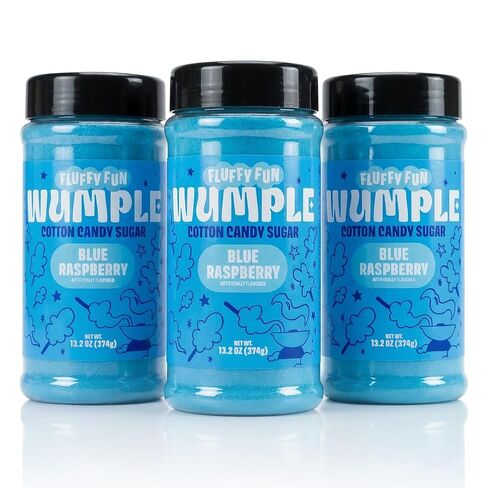 سكر حلوى القطن الأزرق من وامب - سكر خيط بنكهة لآلات حلوى القطن، مزيج رقيق جاهز للاستخدام - مثالي للحفلات والكرنفالات والمناسبات - عبوة من 3 قطع (التوت الأزرق -13.2 أونصة) in Kuwait