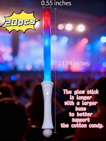 LED Flashing Cotton Candy Cones - 20 Pack Assorted Colors, Reusable Light Up Party Favors & Glow Supplies for Birthday Carnival Events in Saudi Arabia
