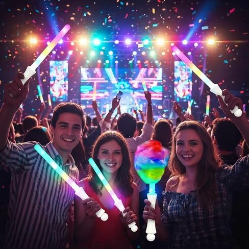 LED Flashing Cotton Candy Cones - 20 Pack Assorted Colors, Reusable Light Up Party Favors & Glow Supplies for Birthday Carnival Events in Saudi Arabia