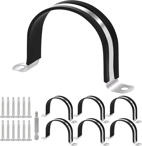 1-1/2 Inch pipe clamps, Pipe fixing clamp,304 Stainless Steel & Rubber Lining Pipe Strap Clamp (6pcs 40mm) in Kuwait