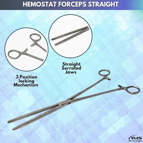 Set of 2 Premium Quality 12" Rochester Pean Hemostat Forceps Straight & Curved Clamps Three Locking Positions Made of Stainless Steel with Full Serrated Jaws in Saudi Arabia