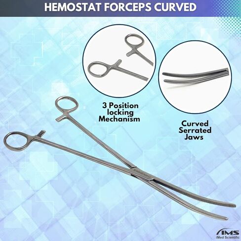 Set of 2 Premium Quality 12" Rochester Pean Hemostat Forceps Straight & Curved Clamps Three Locking Positions Made of Stainless Steel with Full Serrated Jaws in Saudi Arabia