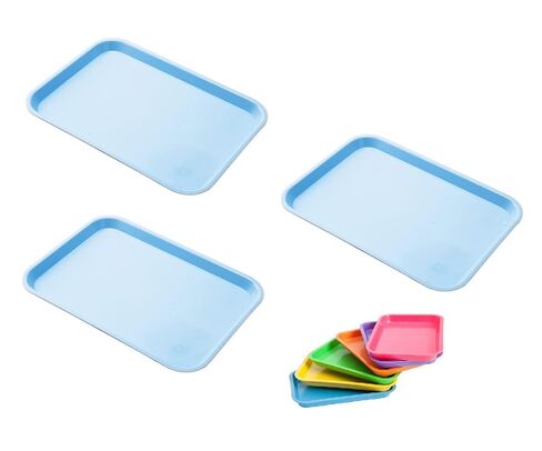 3 Pcs Dental Autoclavable Procedure Set Up Flat Tray Medical Instrument Set Up Flat Tray Size F - 9 5/8" W x 6 5/8" D x 7/8" Baby Blue in Saudi Arabia