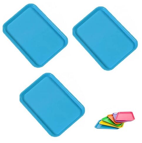3 Pcs Dental Autoclavable Procedure Set Up Flat Tray Medical Instrument Set Up Flat Tray Size F - 9 5/8" W x 6 5/8" D x 7/8" Neon Blue in Saudi Arabia