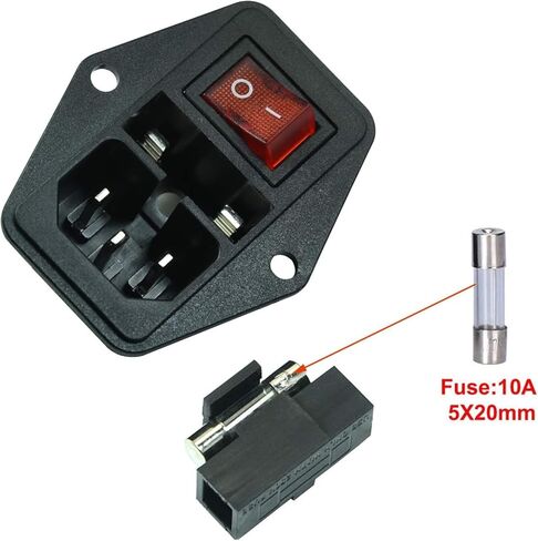 Hydra Fitness Exchange 10A 250V Power Entry On Off Switch Inlet Power Plug Socket Male Power 3 Pins Inlet Power Socket with Fuse Rocker Switch Module Plug for Treadmill Works with Superfit 2-in-1 in Saudi Arabia