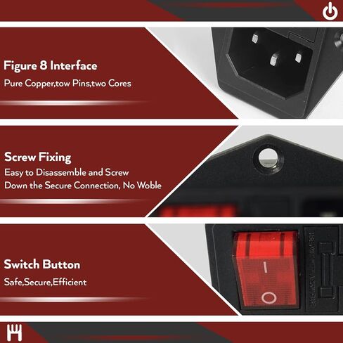 Hydra Fitness Exchange 10A 250V Power Entry On Off Switch Inlet Power Plug Socket Male Power 3 Pins Inlet Power Socket with Fuse Rocker Switch Module Plug for Treadmill Works with Superfit 2-in-1 in Saudi Arabia