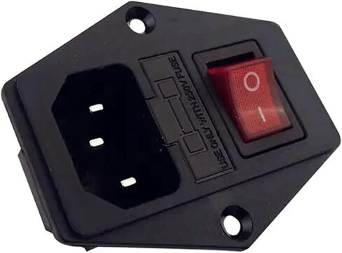 Hydra Fitness Exchange 10A 250V Power Entry On Off Switch Inlet Power Plug Socket Male Power 3 Pins Inlet Power Socket with Fuse Rocker Switch Module Plug for Treadmill Works with Superfit 2-in-1 in Saudi Arabia