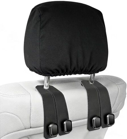 2pcs Universal Car Headrest Cover with Quick-Release Car Keychain, Soft Washable Dirt-Proof Car Head Rest Protector Reusable Flexible Vehicle Accessories for Most Vans Trucks (Black) in Kuwait