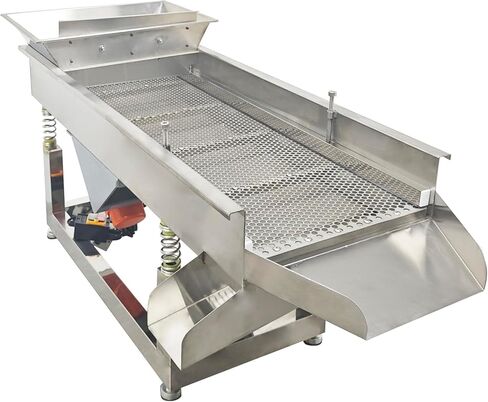 Linear Vibrating Screen Electric Linear Shaker Vibrating Sifter 10mm Screen Round Hole Stainless Steel 110V (Two Motor) Sieve for Efficient Sorting & Separation in Kuwait