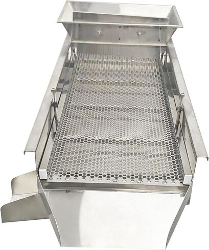 Linear Vibrating Screen Electric Linear Shaker Vibrating Sifter 10mm Screen Round Hole Stainless Steel 110V (Two Motor) Sieve for Efficient Sorting & Separation in Kuwait
