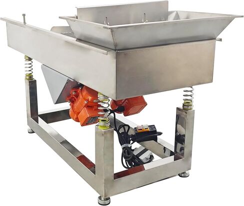 Linear Vibrating Screen Electric Linear Shaker Vibrating Sifter 10mm Screen Round Hole Stainless Steel 110V (Two Motor) Sieve for Efficient Sorting & Separation in Kuwait