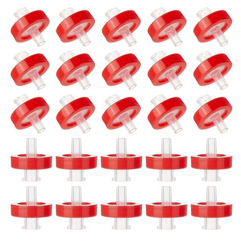 OLYCRAFT 100Pcs Red Syringe Filters Hydrophobic PTFE Membrane 17mm Diameter Lab PTFE Membrane PTFE Hydrophobic 0.22um Membranes Non-Sterile HPLC and GC Needle Filter for Spotting Lab Supplies in Saudi Arabia